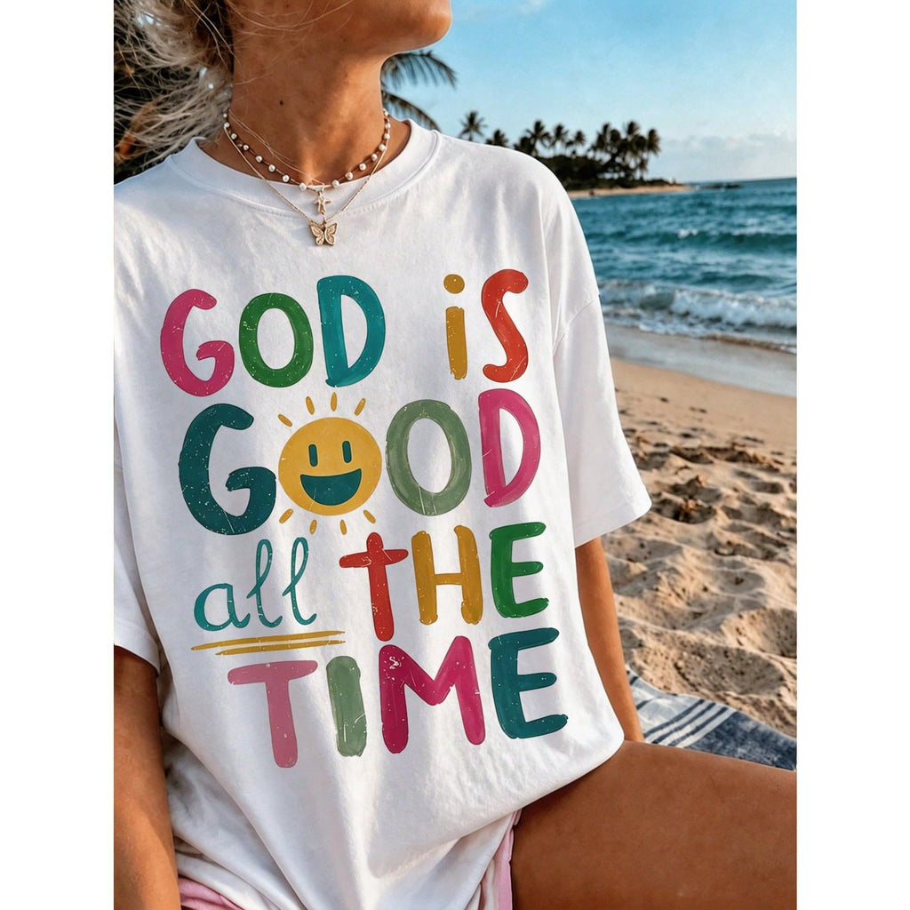 Casual Short Sleeve T-Shirt With 'God Is Good All The Time' product image 1