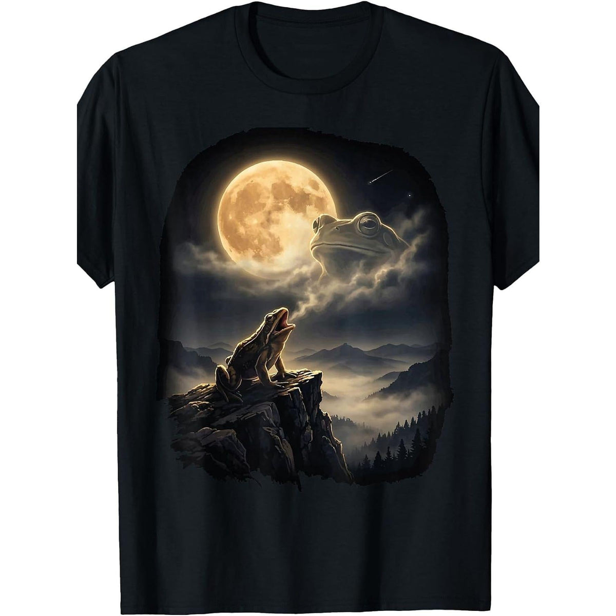 Frog Howling at The Moon Retro Wildlife Meme T-Shirt, Funny product image 1
