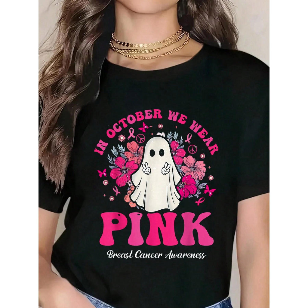 In October We Wear Pink Breast Cancer Ghost Halloween product image 1