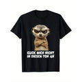 Black Casual Crew Neck Short-Sleeved T-Shirt, Printed with product image 1