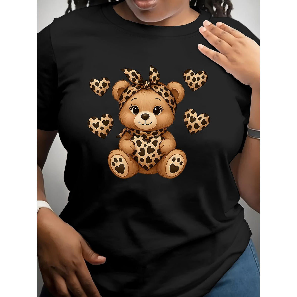 Leopard Print Little Bear Cute Animal Graphic Tee Kawaii product image 2