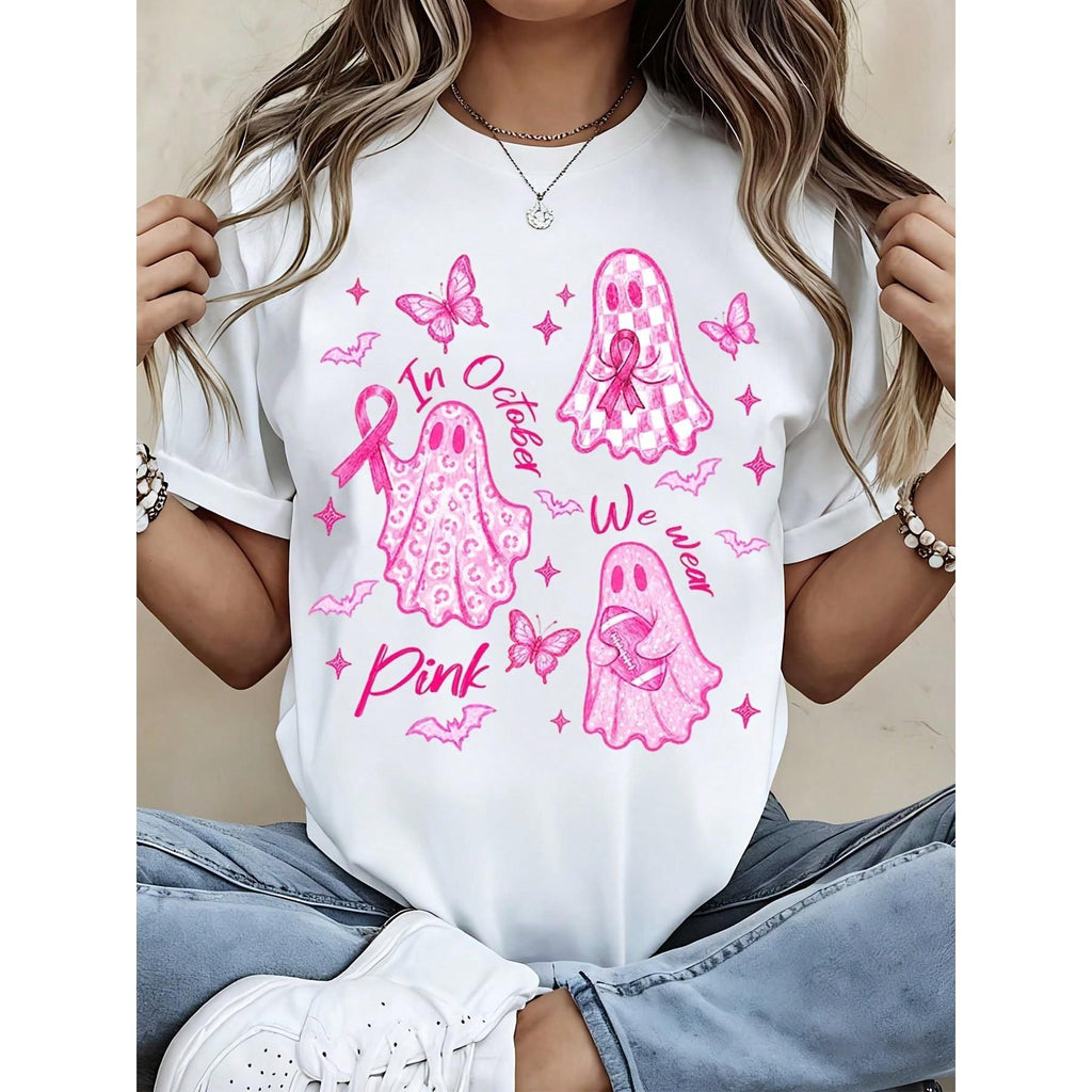 Women Breast Cancer Awareness Pink Ghost Butterfly In product image 2