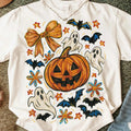 Coquette Bow Pumpkin Graphic Tee Vintage Halloween Ghost product image 1