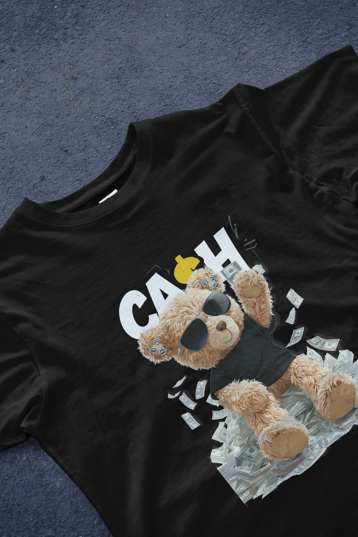 DIYANYONE Original "CASH KING" Teddy Bear Cotton Graphic product image 5