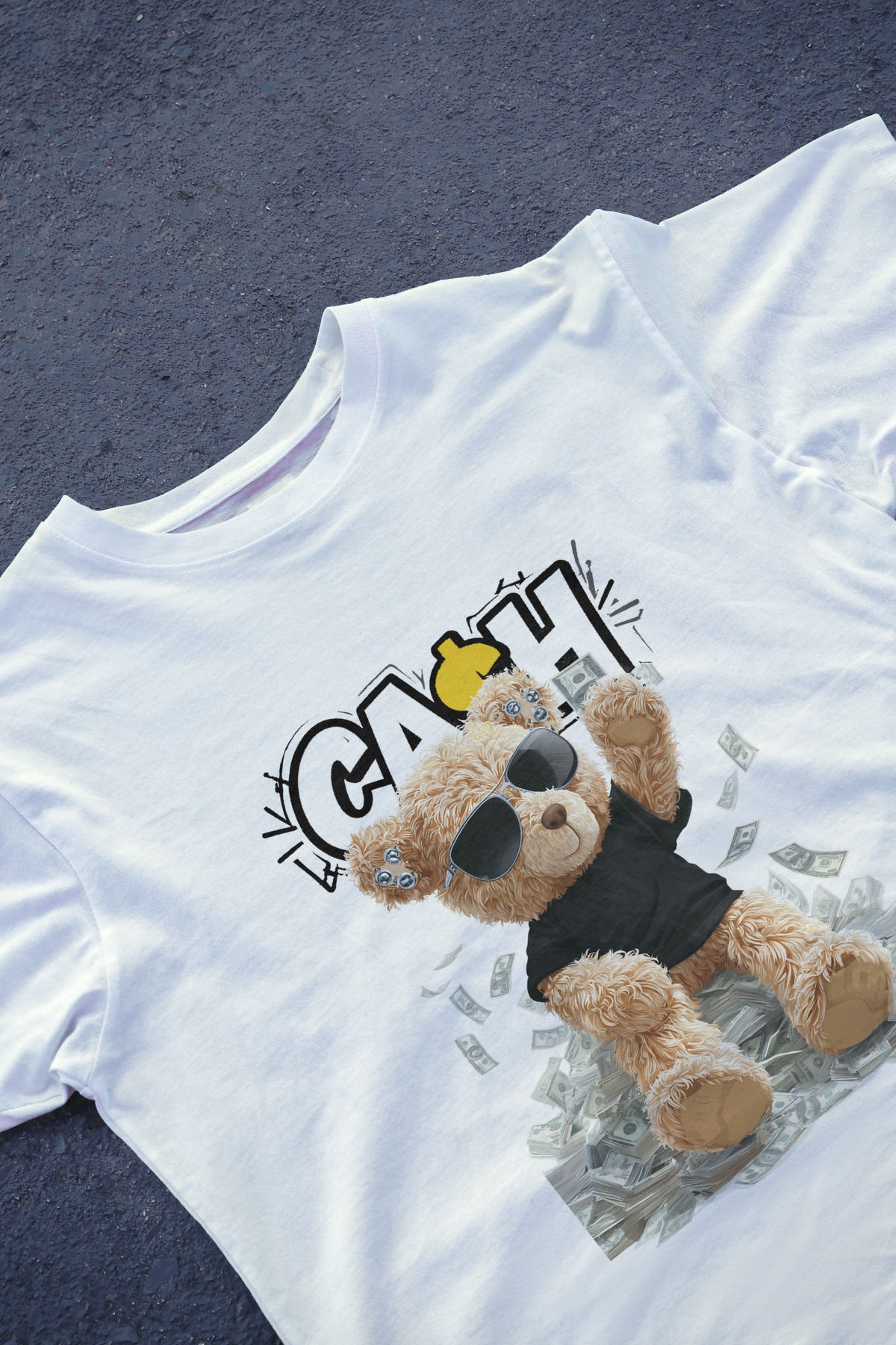 DIYANYONE Original "CASH KING" Teddy Bear Cotton Graphic product image 2