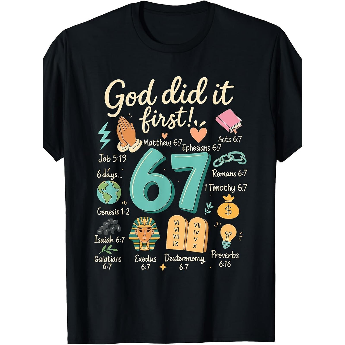 Retro God Did It First 67 Bible Verse Graphic T-Shirt product image 1