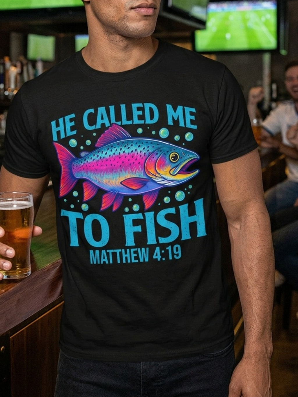Funny He Called Me To Fish Matthew 4:19 Rainbow Trout product image 2