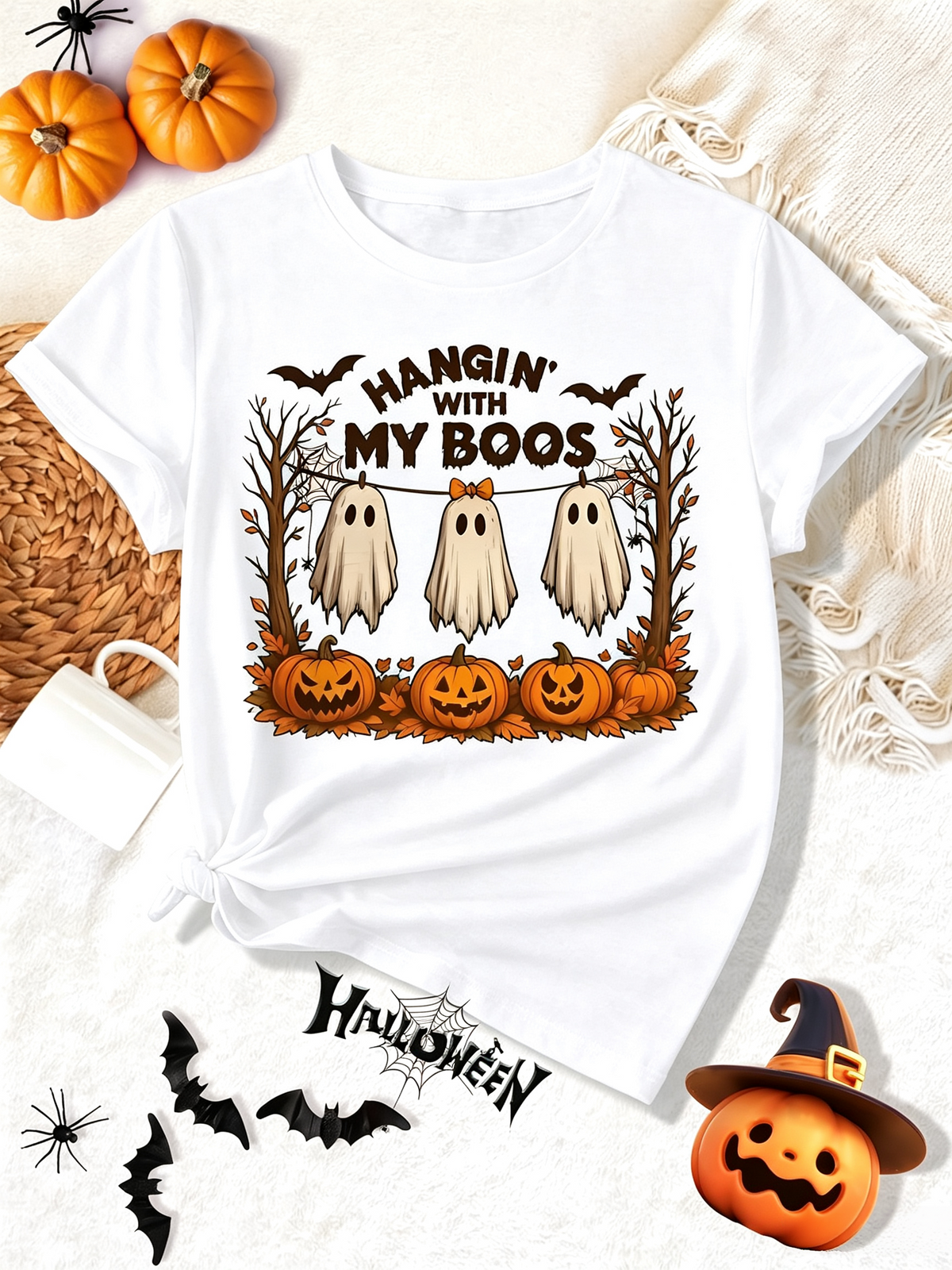 Hangin' With My Boos T-Shirt Cute Ghost Pumpkin Halloween product image 1