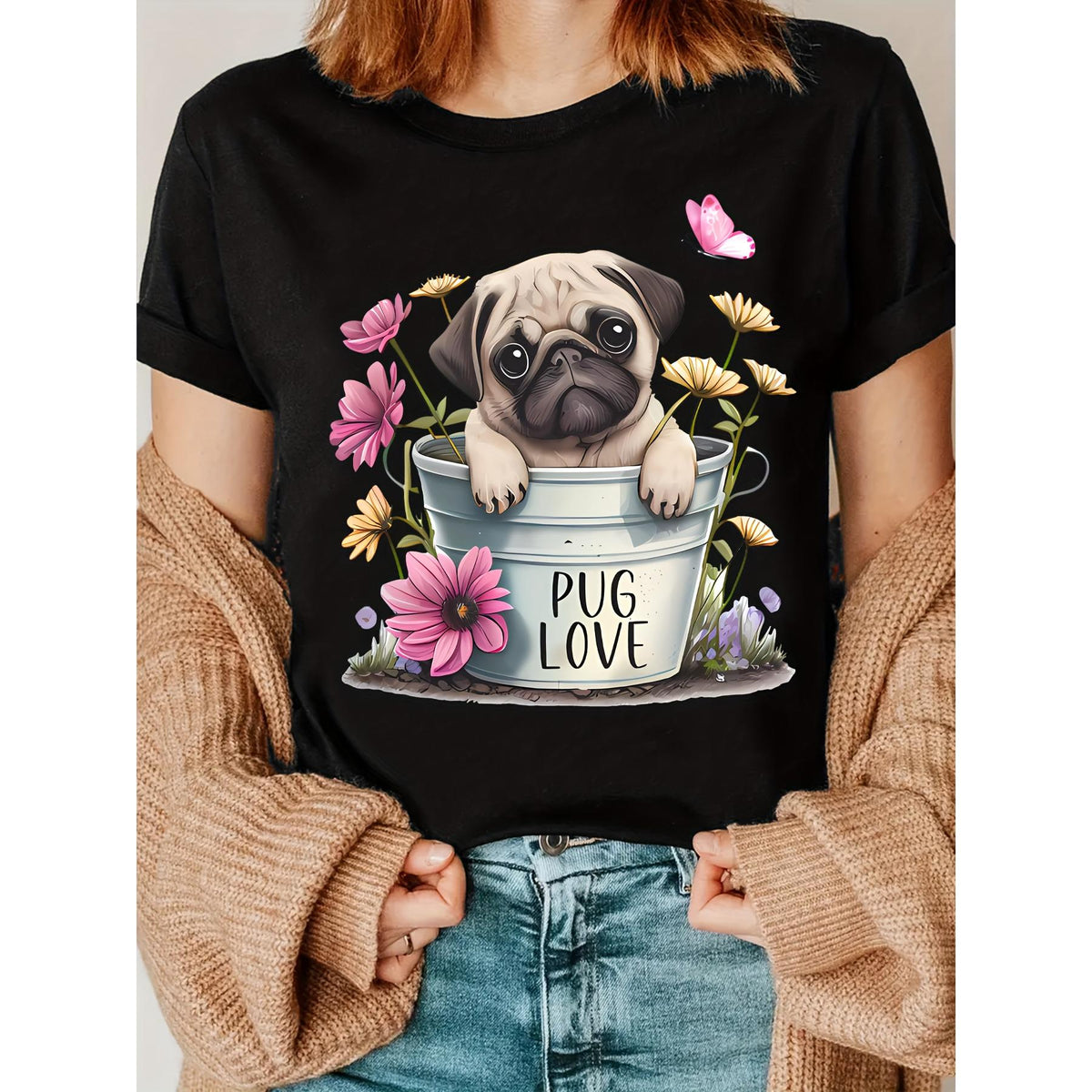 A Fun Printed T-Shirt Featuring Pugs, Perfect for Pug product image 10