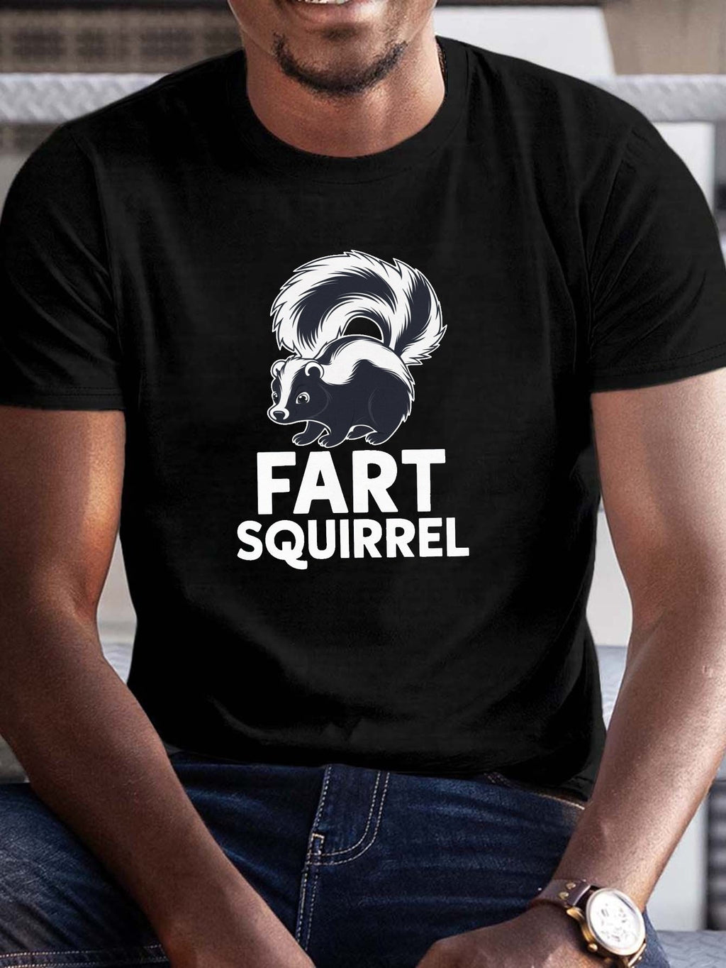 Men's Crew Neck T-Shirt with Skunk Graphic Casual Summer product image 2