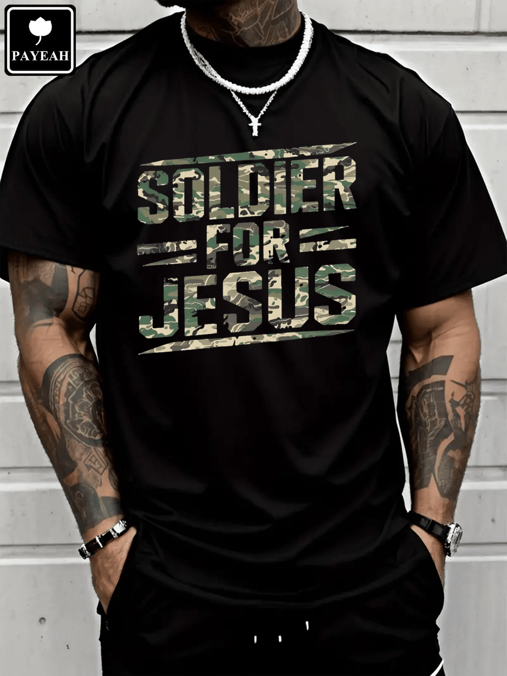 Men's Christian Graphic T-Shirt, Soldier for Jesus Faith product image 2