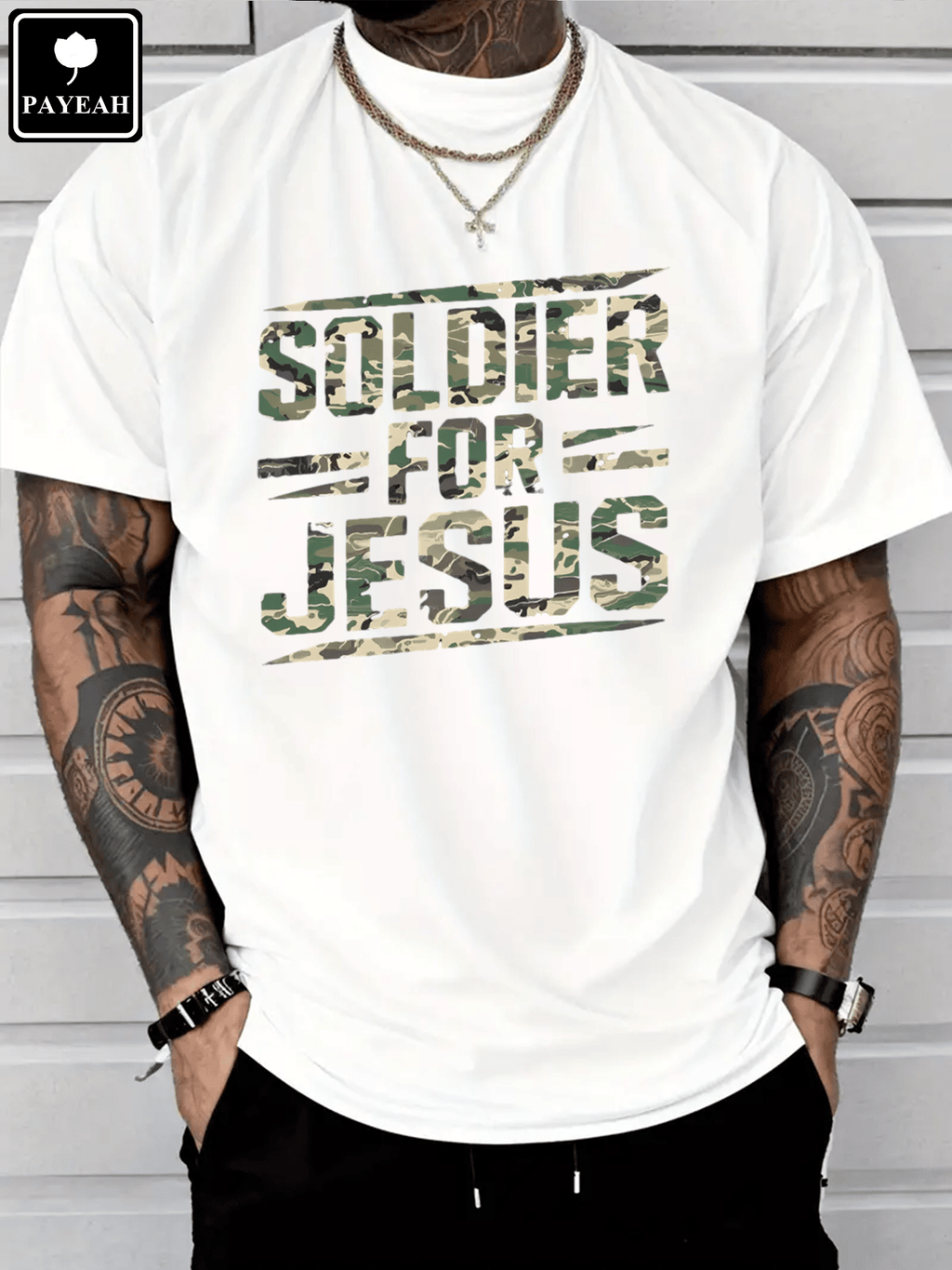 Men's Christian Graphic T-Shirt, Soldier for Jesus Faith product image 3