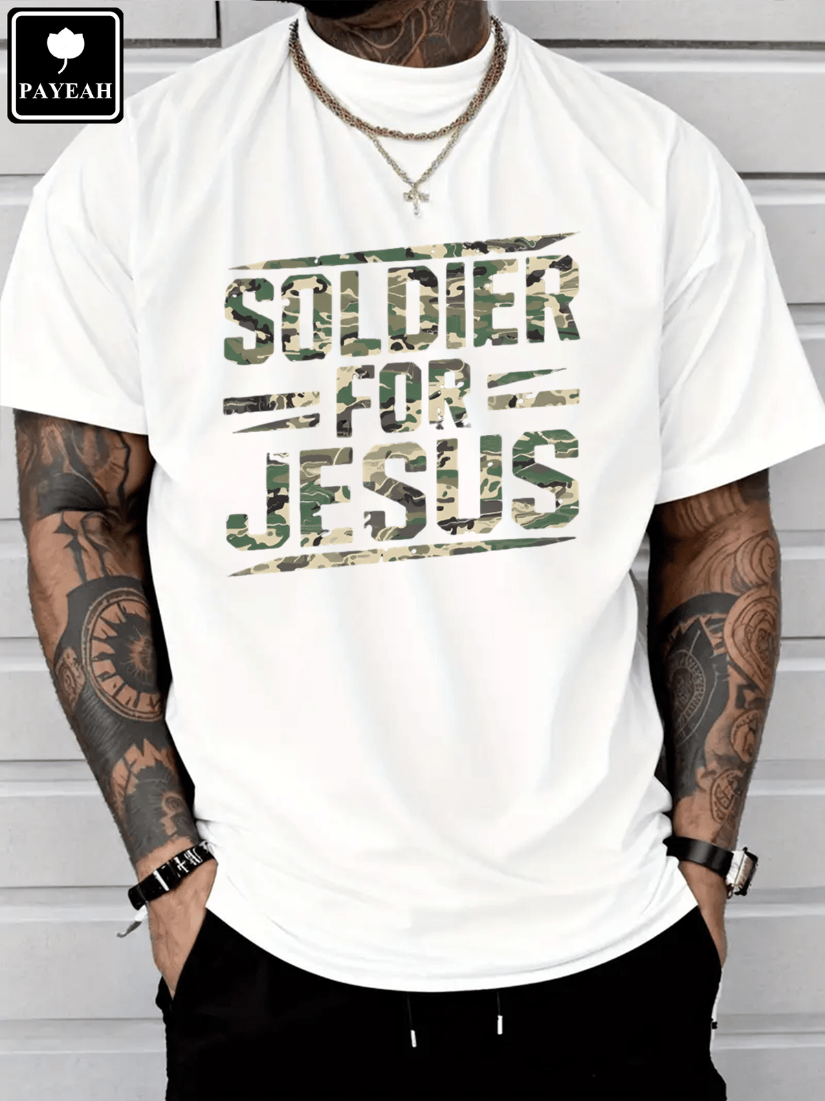 Men's Christian Graphic T-Shirt, Soldier for Jesus Faith product image 3