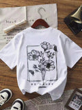 Women's Back Print Floral & Butterfly Graphic T‑Shirt, Be product image 1