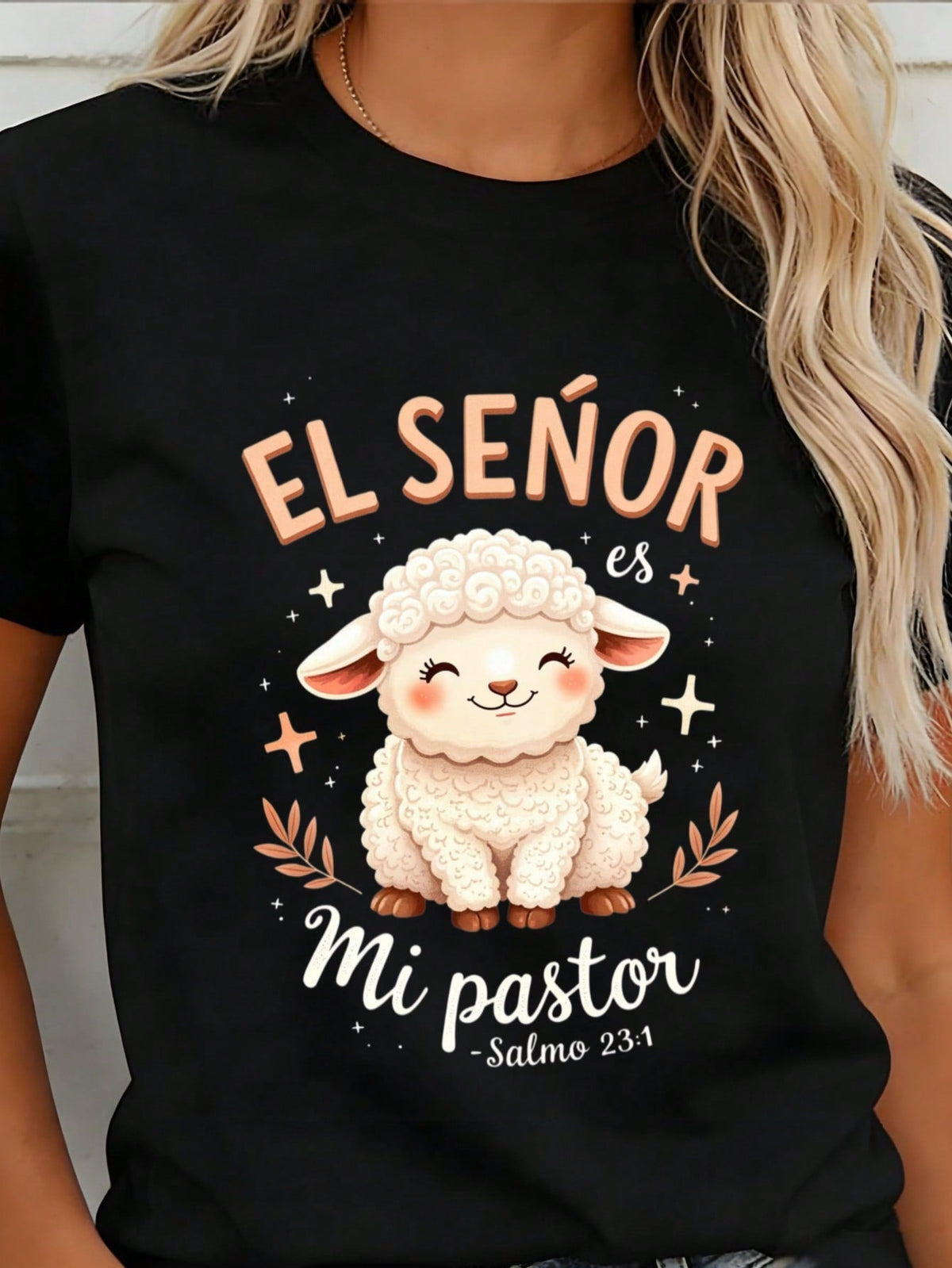 Cute Sheep And Bible Verse Design Women Round Neck T Shirt product image 1
