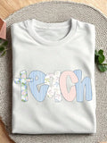 Women Coquette Teach Letter Graphic Crew Neck Short Sleeve product image 1