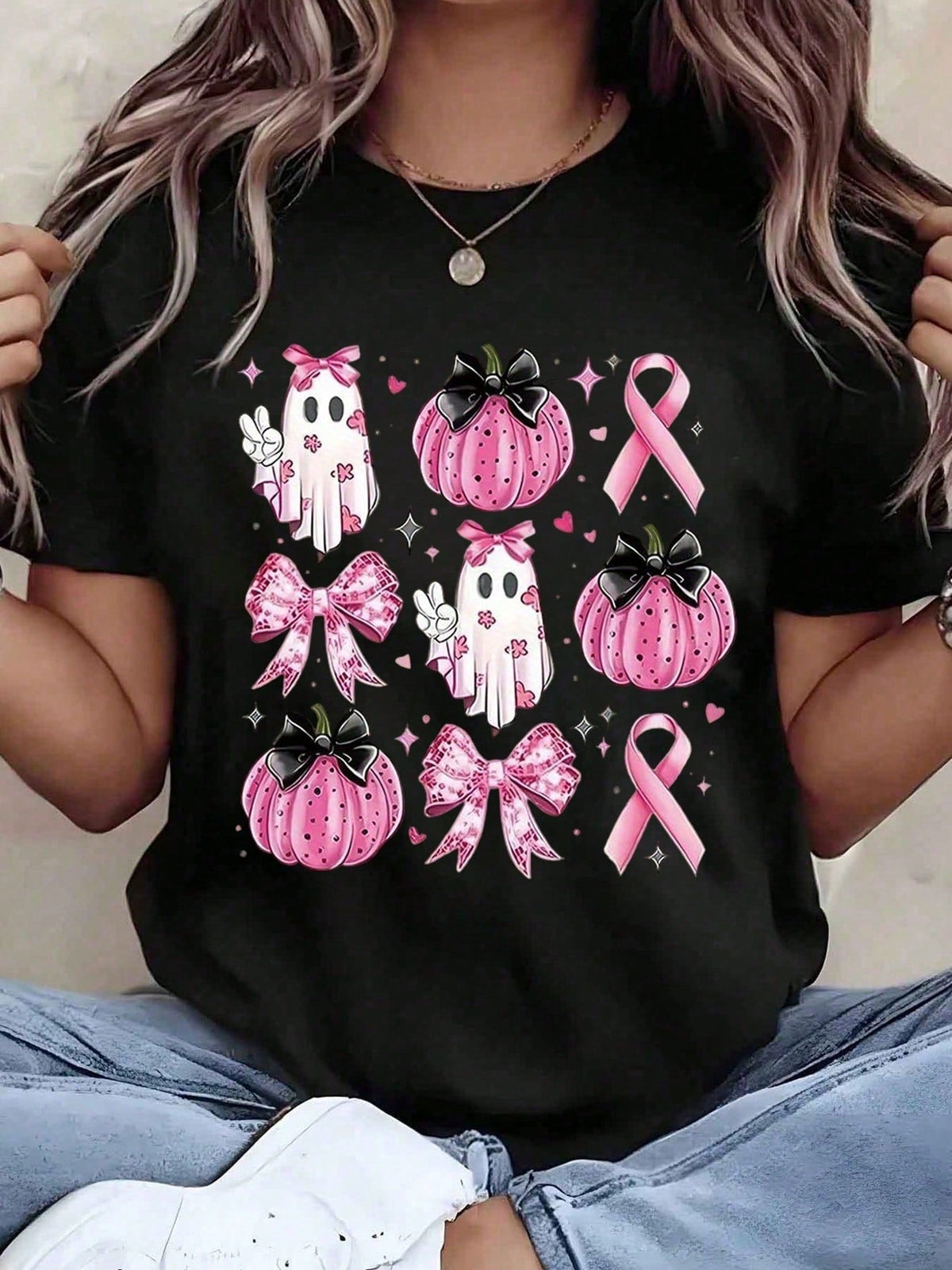In October We Wear Pink Breast Cancer Awareness T-Shirt for product image 2