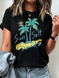 Women'S Tropical Palm Tree & Sun Salt Graphic T-Shirt product image 1