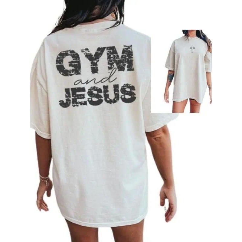 Gym And Jesus Shirt, 2-sided T-Shirt, Pump Cover, Christian product image 1