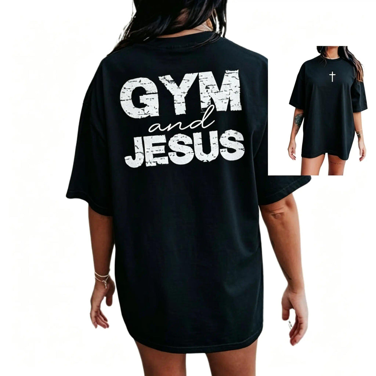 Gym And Jesus Shirt, 2-sided T-Shirt, Pump Cover, Christian product image 2