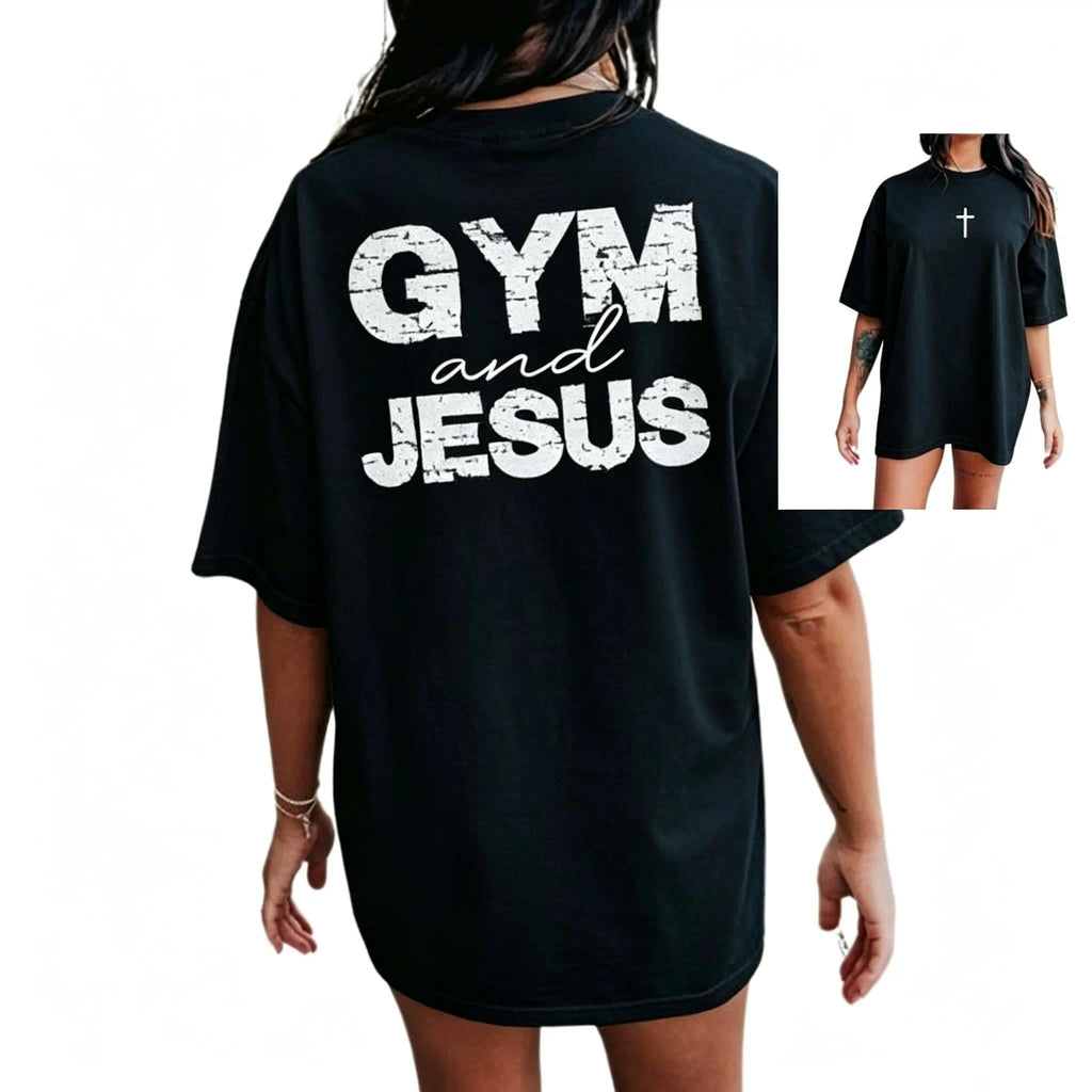 Gym And Jesus Shirt, 2-sided T-Shirt, Pump Cover, Christian product image 11