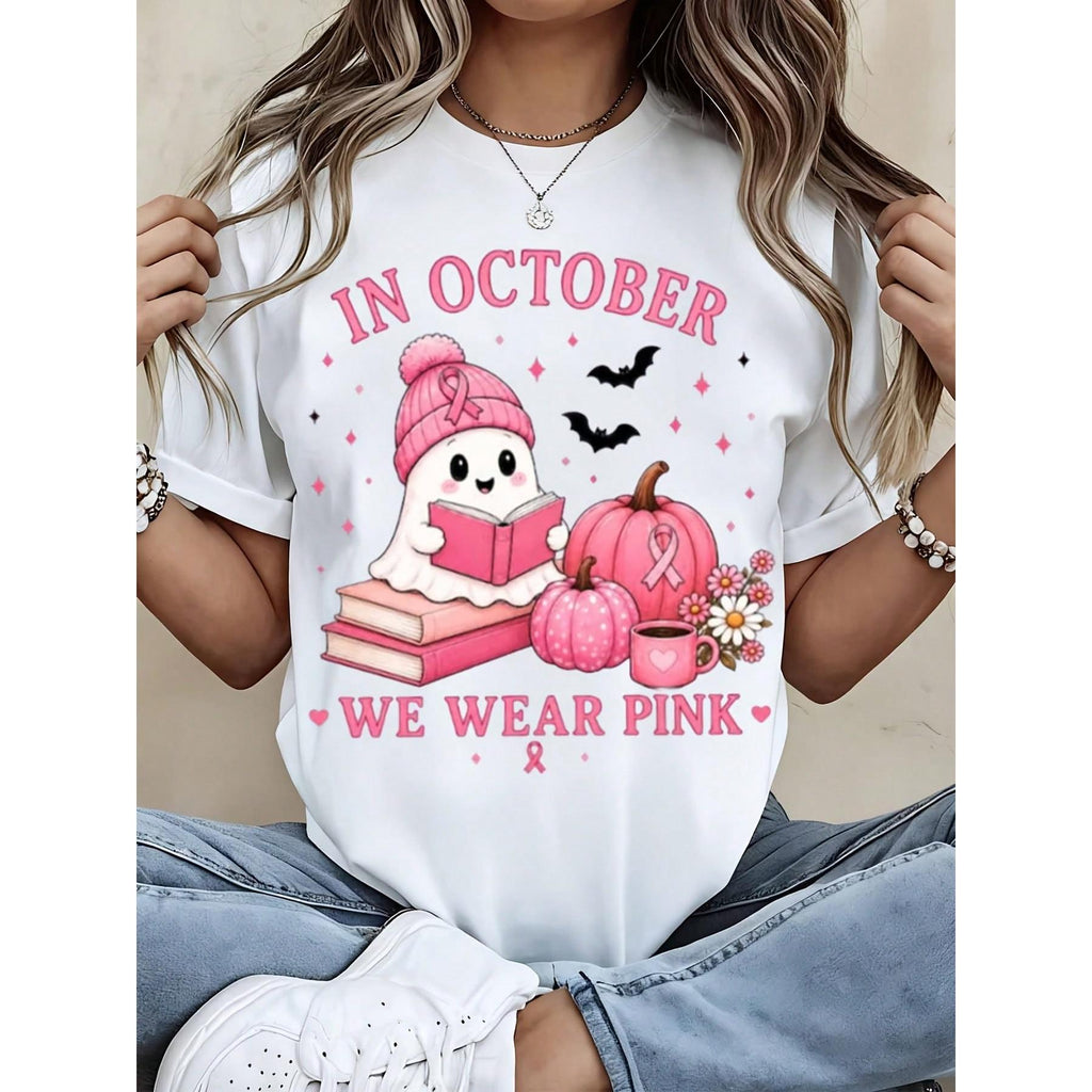 Cute Halloween Breast Cancer Awareness Women T Shirt product image 2