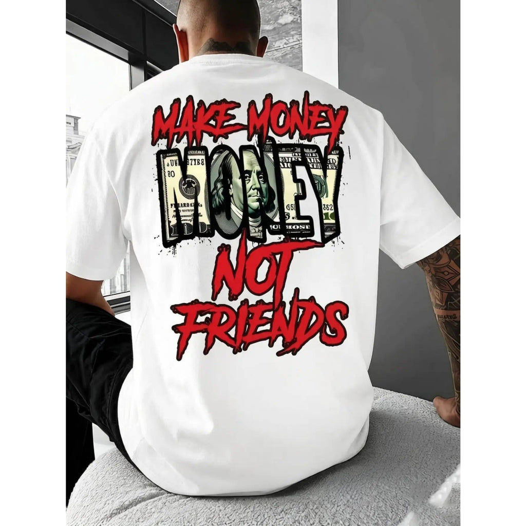 Men's Make Money Not Friends Slogan Graphic Tee Retro product image 10