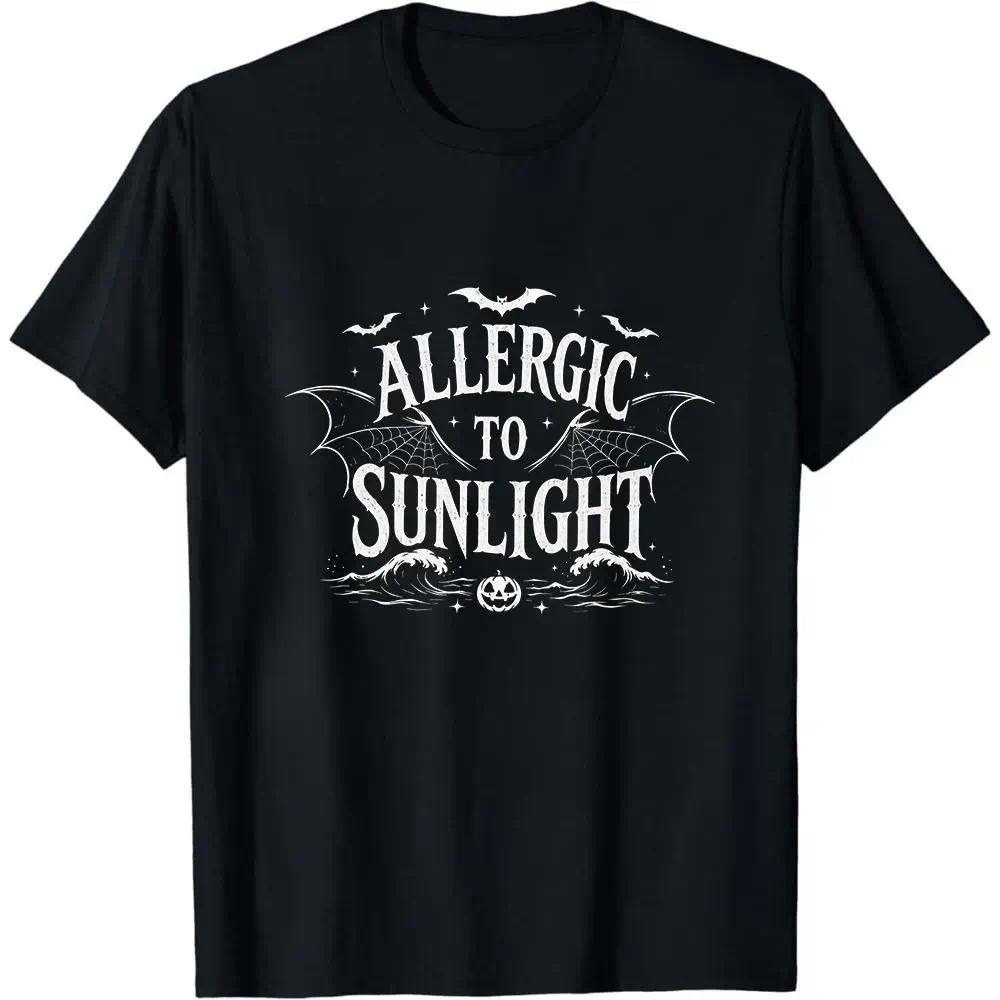 Allergic To Sunlight Shirt Funny Spooky Goth Black and product image 6