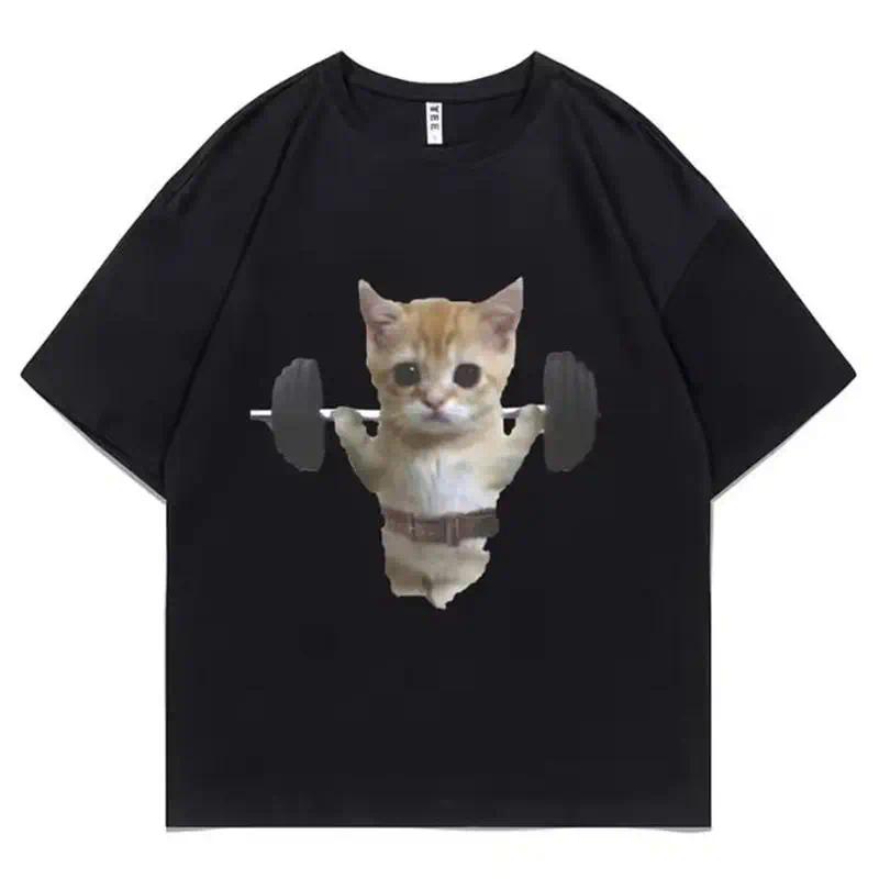 Funny Sam Sulek Cat Gym Meme T-Shirt, Oversized Fitness product image 1