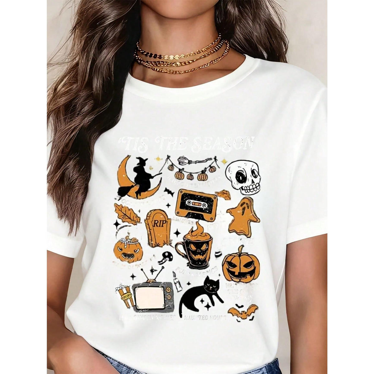 Women Casual Halloween Graphic Tee Tis The Season Witch product image 2