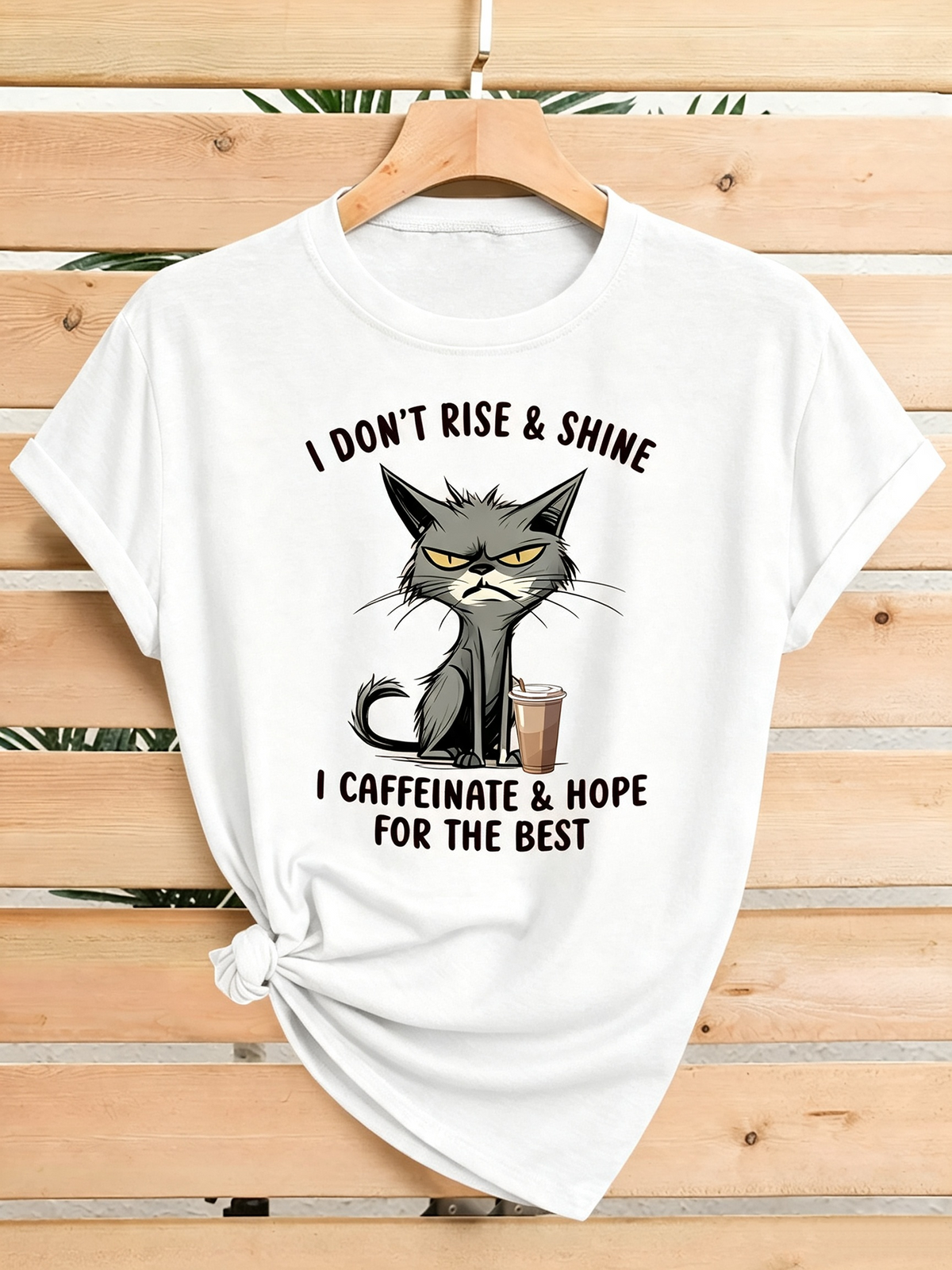 Grumpy Cat Coffee Lover Funny Quote Graphic T‑Shirt for product image 2