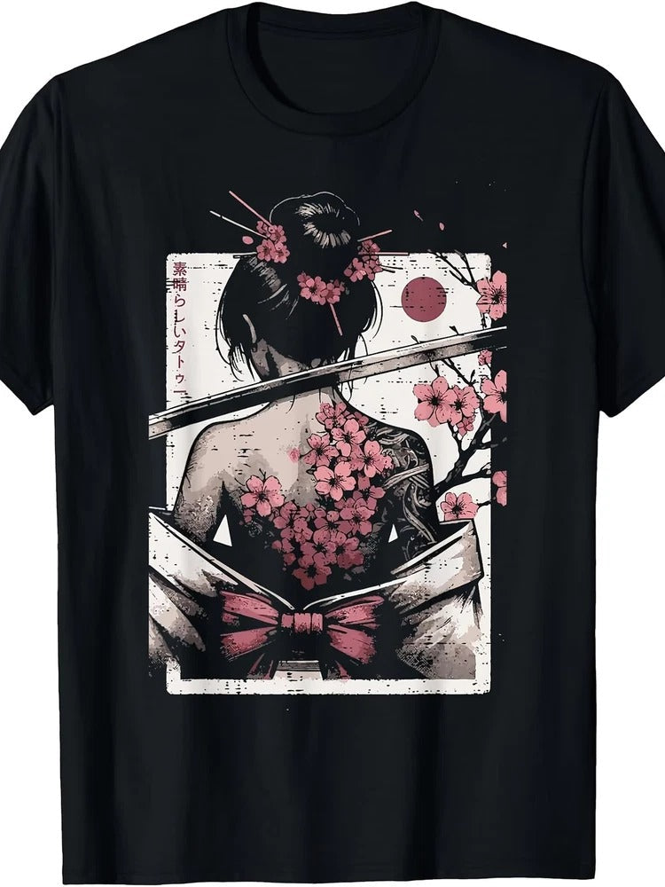 Japanese Woman Cherry Blossom Tattoo Art Geisha Women Men product image 1