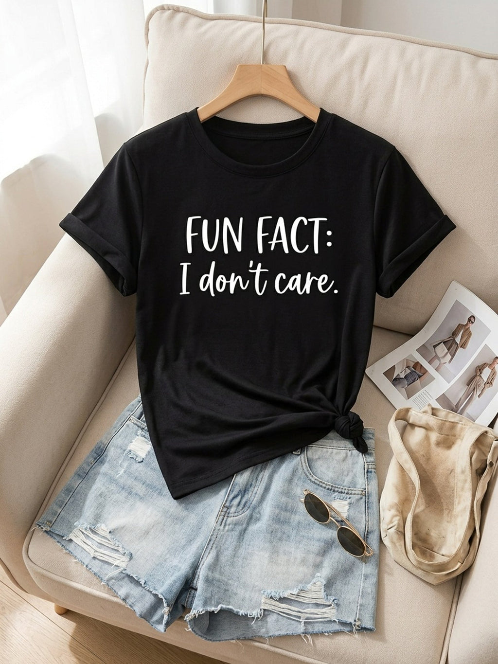Fun Fact I Don't Care T-Shirt Sarcastic Rude Humor Tee product image 3