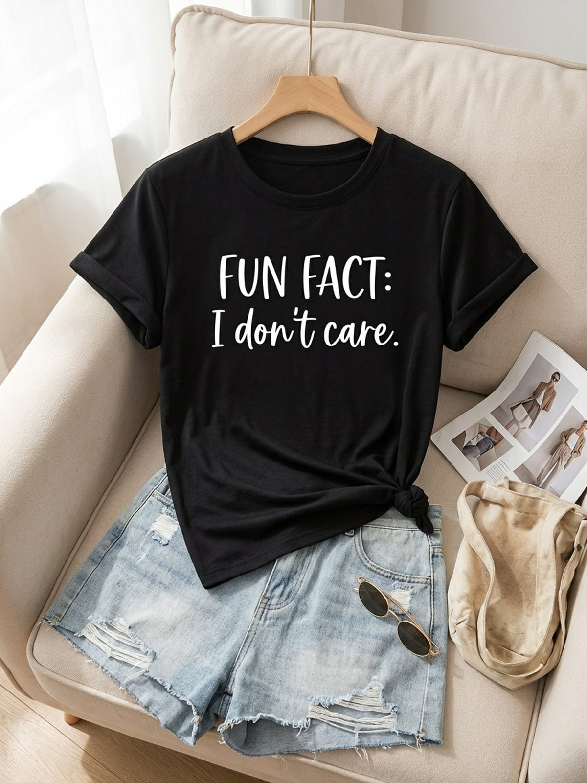 Fun Fact I Don't Care T-Shirt Sarcastic Rude Humor Tee product image 3