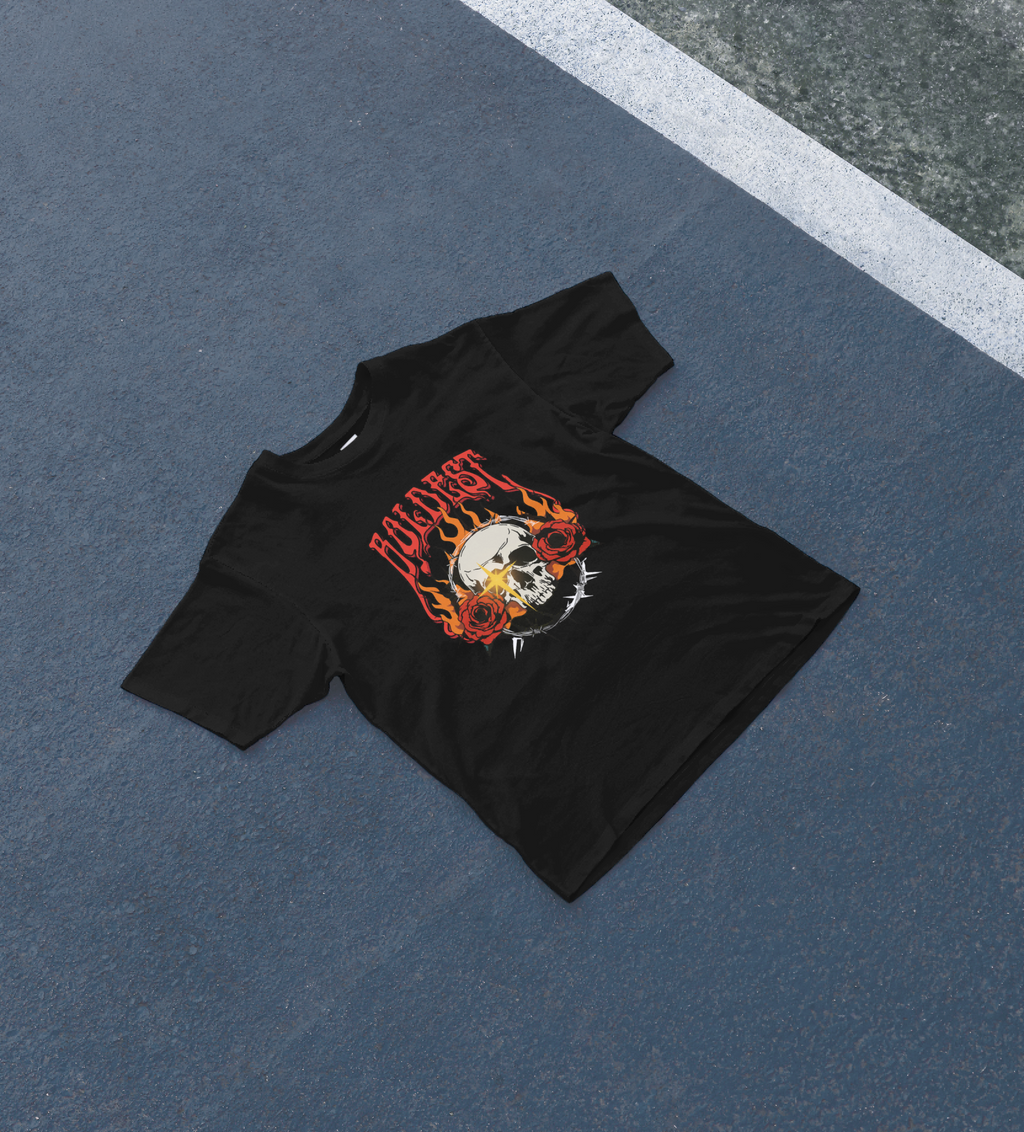 DIYANYONE Original Streetwear Tee: BOLDEST Skull and Flame product image 5