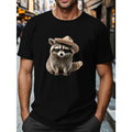 Men's Raccoon Print T-shirt, Casual Short Sleeve Graphic product image 1