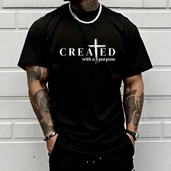 Men’s "Created with a Purpose" Christian graphic T-shirt product image 1