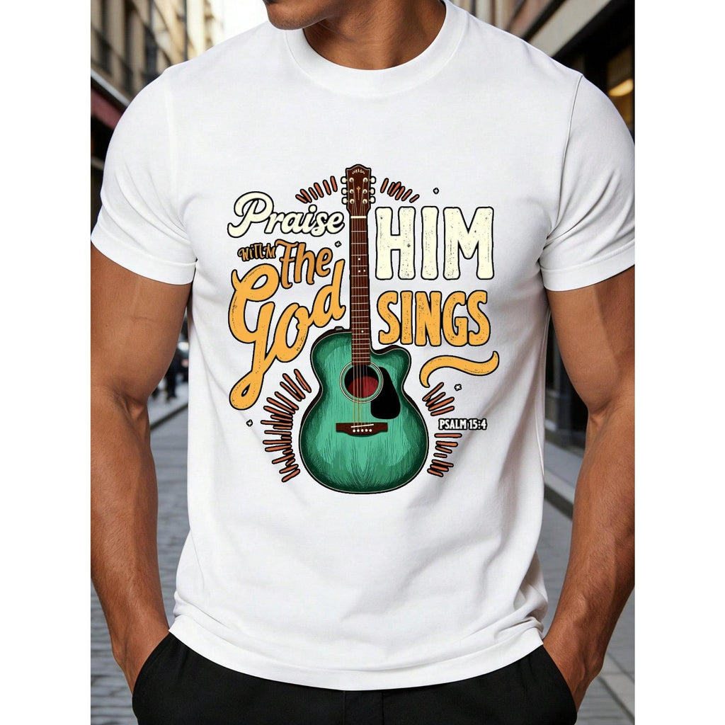 Retro Typography Men'S T-Shirt Praise Him With The God product image 2