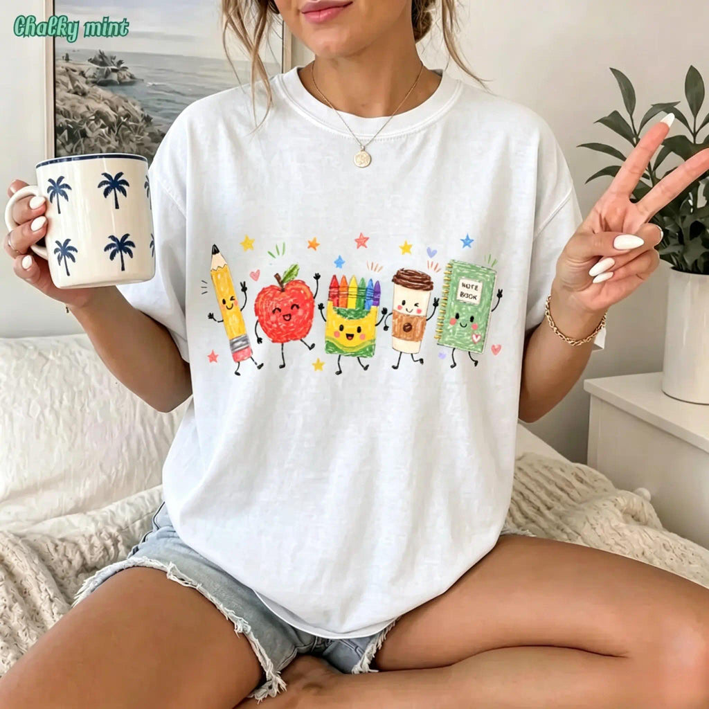 Back to School T-Shirt, Cute Supplies Graphic Tee, Teacher product image 1