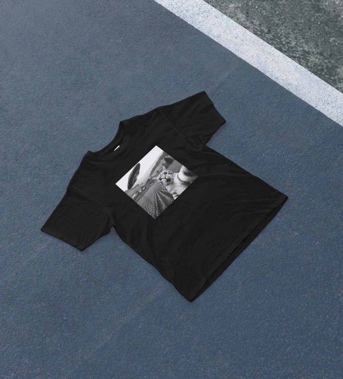 DIYANYONE Original Viral Meme Tee: Cat Selfie with UFO product image 5