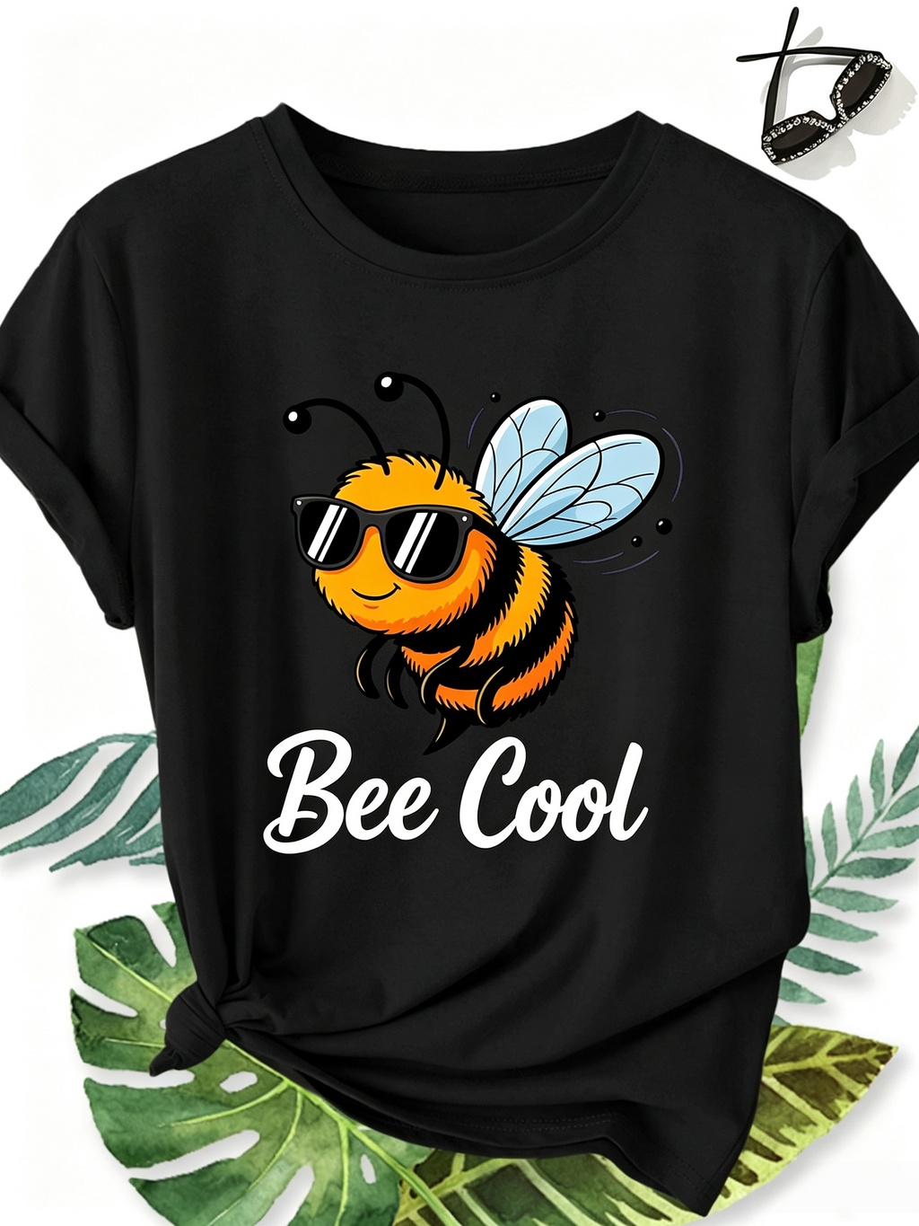 Women Bee Cool Cute Graphic T‑Shirt, Crew Neck Short Sleeve product image 1