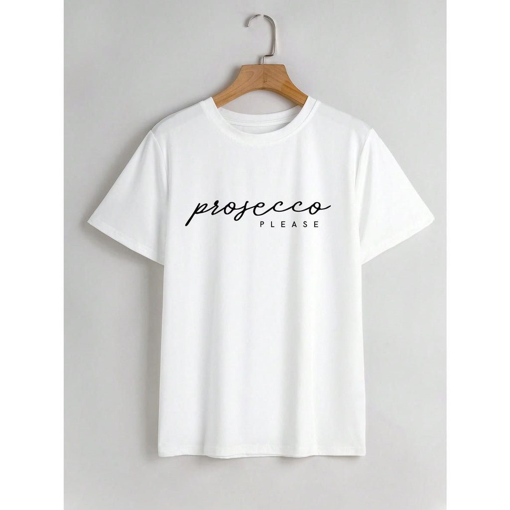 Prosecco Please Printed Casual Short Sleeve Round Neck product image 7