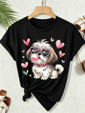 Cute Shih Tzu Dog Heart Sunglasses Bubble Gum Graphic product image 1