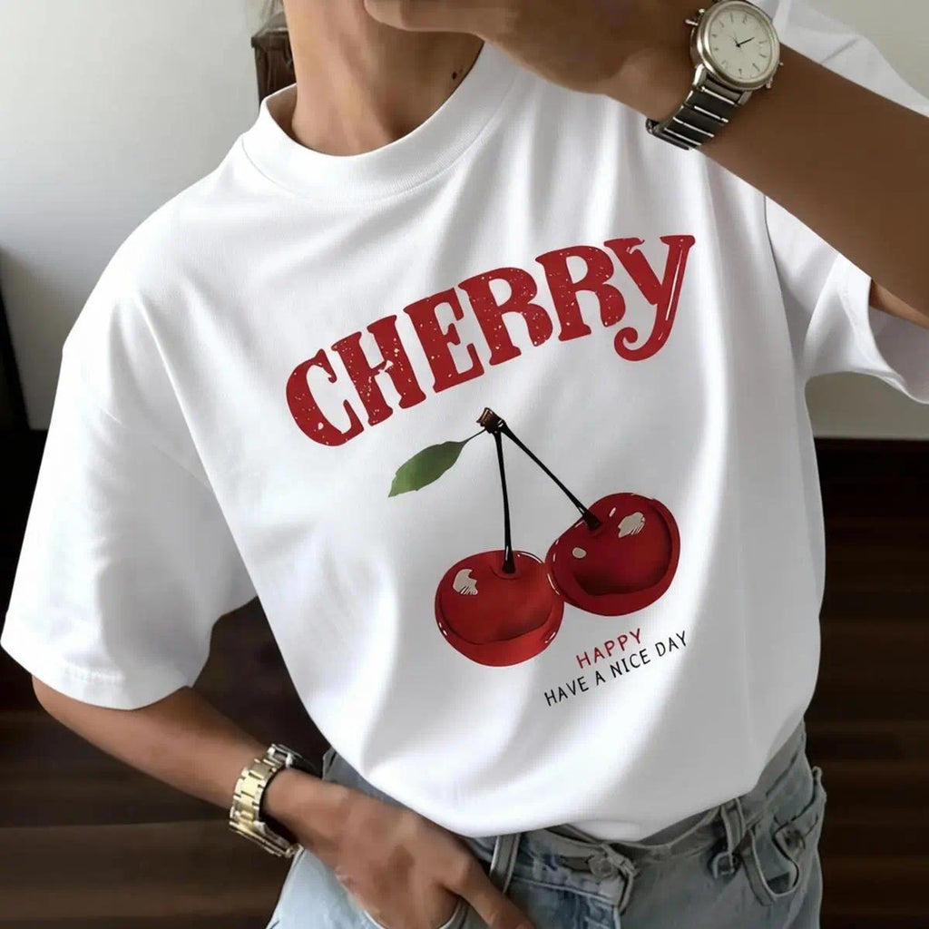 Casual Streetwear Tshirt with Cherry Letter Graphic product image 1