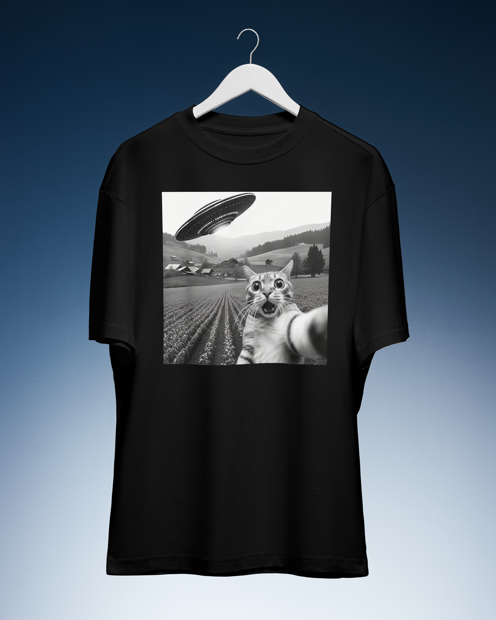 DIYANYONE Original Viral Meme Tee: Cat Selfie with UFO product image 4