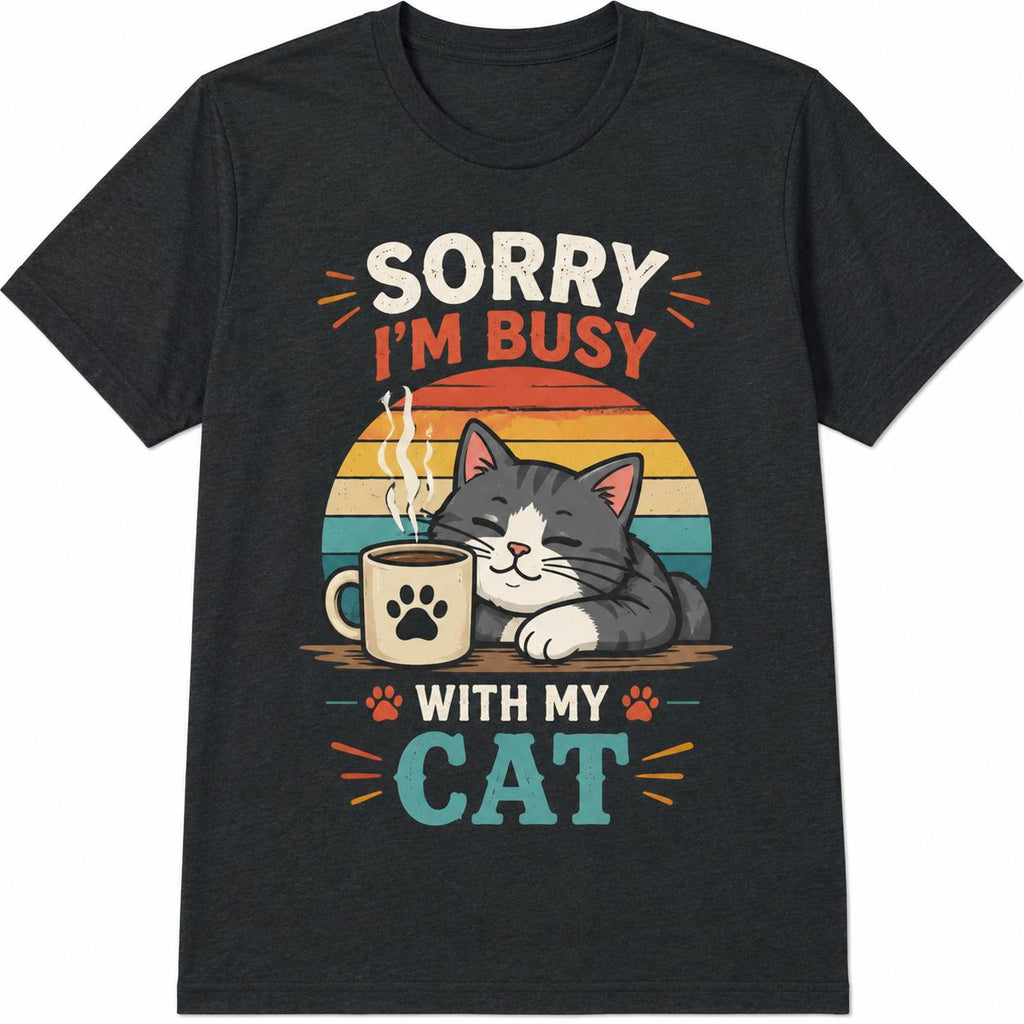 Sorry I'm Busy With My Cat Coffee Cute Lover Funny product image 2