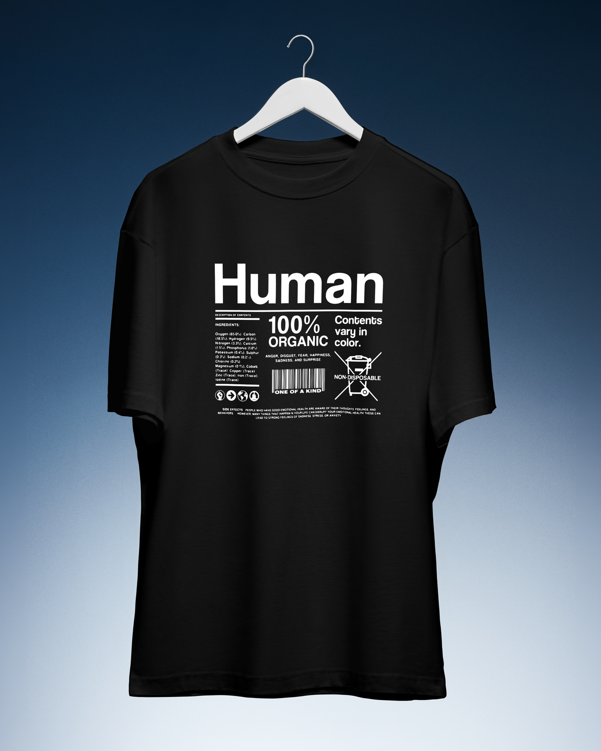 DIYANYONE Original "Human 100% Organic" Cotton T-Shirt product image 2