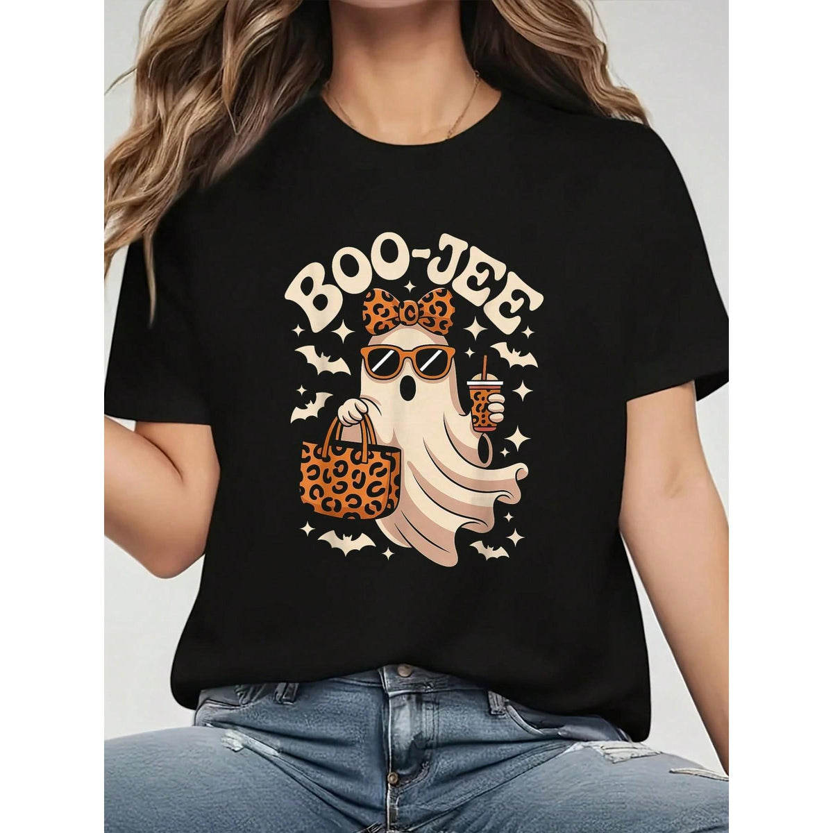Coquette Leopard Boo-JEE Halloween Boujee Ghost T-Shirt product image 1