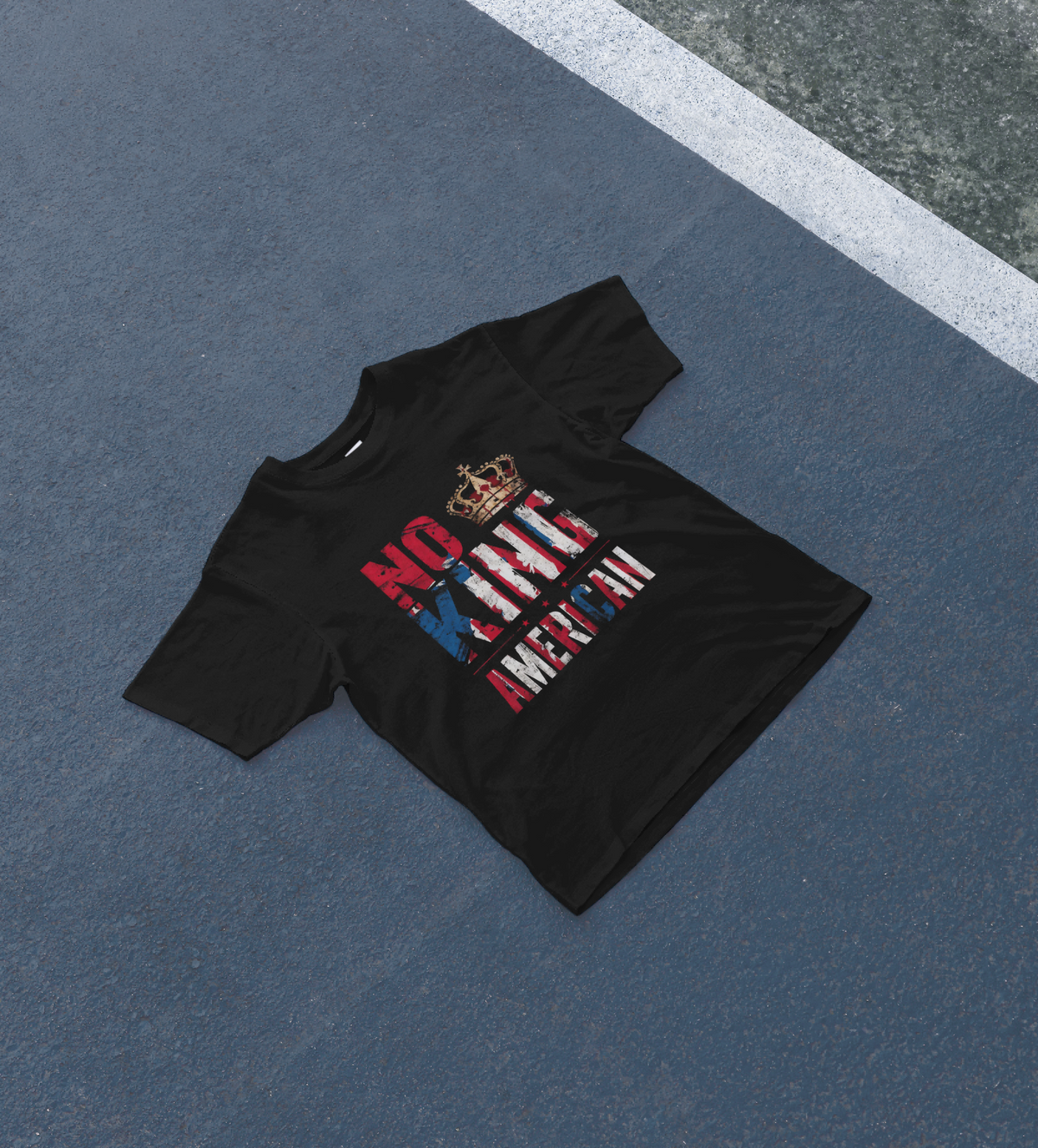 DIYANYONE Original Cotton Tee: NO KING AMERICAN Distressed product image 3