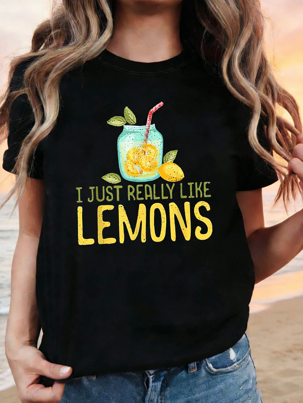 I JUST REALLY LIKE LEMONS Graphic Print Women's T-shirt product image 2